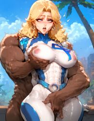 1boy 1boy1girl 1girls ahe_gao ai_generated areolae areolae_visible_through_clothing big_ass big_breasts blonde_hair blue_eyes cameltoe cheating cheating_wife clothed curvy curvy_figure dark-skinned_male dark_skin fingering fingering_pussy grabbing grabbing_breasts grabbing_from_behind invisible_woman invisible_woman_(marvel_rivals) light-skinned_female light_skin marvel marvel_rivals muscular_female muscular_male netorare nipples nipples_visible_through_clothing ntr rolling_eyes squirting standing sue_storm suit thick_thighs tight_clothing tongue tongue_out voluptuous voluptuous_female wet wet_pussy wide_hips