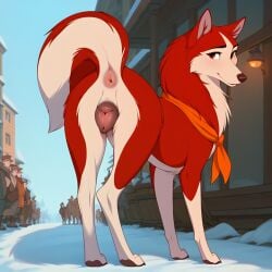 ai_generated anus balto_(film) blush canine canine_pussy domestic_dog female feral feral_focus feral_only foxlover7796 human jenna_(balto) looking_at_viewer male presenting pussy solo_feral universal_studios