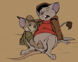 2boys anthro balls bernard_(the_rescuers) bottomless disney duo furry gay jake_(the_rescuers) kangaroo_rat male male_only mammal mouse penis rodent skunkjunkie testicles the_rescuers the_rescuers_down_under yaoi