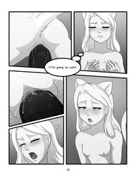 1boy 1girls 5_panel_comic animal_humanoid anthro anus ass breasts carla_(fairy_tail) cat_humanoid close-up comic darkmirage duo exhausted fairy_tail feline female hi_res humanoid humanoid_on_anthro male mammal monochrome nude orgasm page_15 page_number panther_lily penetration penis pussy ribbons sex size_difference solo_focus straight tail_ribbon text vaginal_penetration