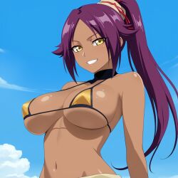 ai_generated bleach dark-skinned_female dark_skin female female_only nai_diffusion shihouin_yoruichi slippyai solo stable_diffusion swimsuit tagme