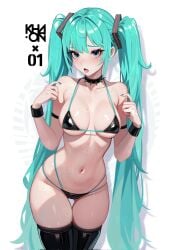 artist_request bare_shoulders bikini black_bikini blue_eyes blue_hair blush blush blushing_profusely curves hatsune_miku khaon seducing seductive seductive_look seductive_mouth skindentation slim slim_body slim_female slim_figure slim_girl slim_torso slim_waist suggestive suggestive_look suggestive_pose suggestive_posing thick_thighs thighhighs thighs vocaloid