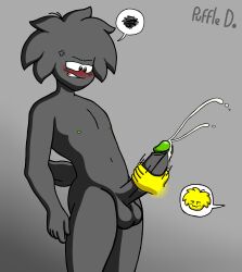 2males angry black_fur furry low_quality male masturbation md5_mismatch penis puffle puffledreemurr puffles yellow_fur