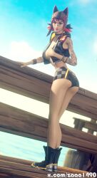 1girls 3d blender_(software) breasts choker female female_only fortnite fortnite:_battle_royale looking_at_viewer posing posing_for_the_viewer renegade_lynx short_shorts tattoo zaaa1490