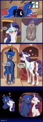 ai_generated alicorn animal_genitalia animal_pussy anus ass comic dock equid equine equine_genitalia equine_pussy female female/female feral feral_on_feral feral_only friendship_is_magic furry hasbro horse my_little_pony pony princess_luna_(mlp) pussy quadruped rarity_(mlp) tail unicorn