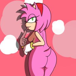 amy_rose ass breasts confidentartist female female_only gloves green_eyes naked naked_female smug smug_face sonic_(series) sonic_the_hedgehog_(series)