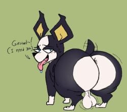 balls big_ass big_butt black_fur boston_terrier canine color_edit colored dialogue dog_ears dog_tail fat_ass feral huge_ass iggy_(jjba) in_heat jojo's_bizarre_adventure jojo_no_kimyou_na_bouken male_focus male_only motion_lines roccorox small_molosser solo_male sweat tail third-party_edit tongue tongue_out totallyd two_tone_fur wagging_tail wanting_sex wants_to_be_fucked white_fur