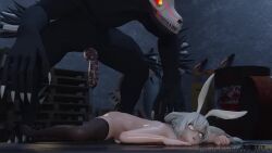 1boy 1girls 3d ambiguous_penetration animated beowolf_(rwby) cum cum_inside female glasses grimm_(rwby) interspecies knot male male/female mmd monster rwby sound tagme video weiss_schnee werewolf ws_mmd