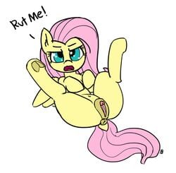 anus clitoris english_text equine fluttershy_(mlp) friendship_is_magic hair looking_at_viewer mammal my_little_pony navel open_mouth pabbley pegasus pink_hair pussy simple_background solo straight_hair text tongue white_background wings