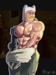 abs adventure_time bara beard biceps cartoon_network clothing daddy dilf farmworld_finn fionna_and_cake male male_nipples male_only manly mature_male muscular_male nipples pecs sae_q9