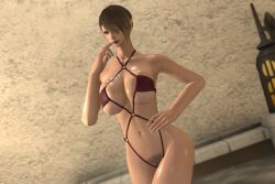 elezen final_fantasy final_fantasy_xiv gpose(ffxiv) milf pubic_hair short_hair swimsuit wet