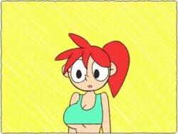 1boy animated anonymous_male balls bouncing_penis breasts cartoony doodle_gf faceless_male funny ginger glans light-skinned_female light-skinned_male light_skin minus8 muscular muscular_male original original_character penis red_hair sketch spinning_penis straight testicles turquoise_shirt uncircumcised