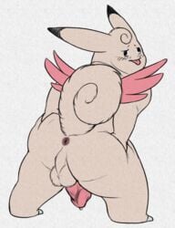 1boy anthro anus ass balls clefable cum erection hi_res looking_at_viewer male male_only mammal nintendo pencil_(artwork) penis pokemon precum python13rp simple_background solo tongue tongue_out traditional_media_(artwork) video_games white_background yaroul