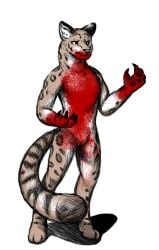 anthro blood blood_on_chest blood_on_face blood_on_hand bodily_fluids cirrus_(periodic) claws felid feline female fur genitals hi_res leopard leopard_spots mammal markings muscular muscular_female pantherine paws periodic pussy snow_leopard solo spots striped_markings striped_tail stripes tail tail_markings tan_body tan_fur white_body white_fur