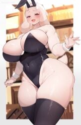 big_breasts breasts bunnysuit cleavage female furry huge_breasts kakuteki11029 milf thick_thighs toriel undertale wide_hips