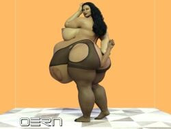 3d anal_vore ass bbw belly big_ass big_belly breasts dark-skinned_female dark_skin female female_pred huge_ass huge_belly nipples oern overweight overweight_female same_size_vore vore