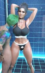 3d abs armpit_fetish big_breasts blacked blacked_clothing cyberpunk_2077 dark-skinned_female femdom light-skinned_male panam_palmer panamsimp queen_of_spades sweaty_body toned_female vincent_(cyberpunk_2077)