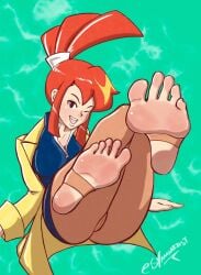 capcom feet foot_fetish ghost_trick lynne_(ghost_trick) orange_hair red_hair redhead syamiartist