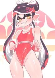 beauty_mark callie_(splatoon) colo female smile solo swimsuit swimwear tentacle wedgie