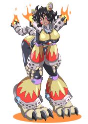 black_hair buti-yu capcom dark-skinned_female dark_skin ears female female_only fire flame_hyenard mega_man mega_man_x rule_63 tagme