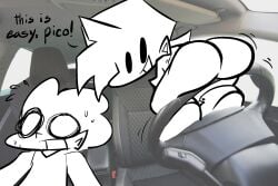 2boys ass ass_as_hands big_ass big_butt boyfriend_(friday_night_funkin) butt car car_interior driving driving_recklessly fat_ass fat_butt friday_night_funkin fully_clothed funny hat huge_ass huge_butt icysugarcream male male_only newgrounds pico's_school pico_(newgrounds) steering_wheel sweat sweating text thick_ass thick_butt using_ass_as_hands