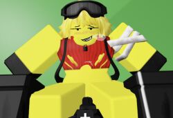 made_using_roblox roblox smiling stomach_bulge yellow_body yellow_hair