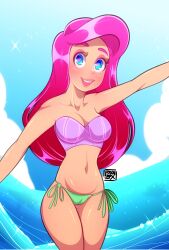 ariel ariel_(the_little_mermaid) bikini cameltoe disney disney_princess foxnbox heart-shaped_pupils heart_eyes swimsuit swimwear the_little_mermaid