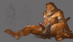 1boy anthro erection feline jiandou male male_only mammal penis solo tiger