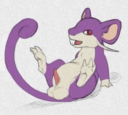 animal_genitalia balls big_balls big_balls_small_penis claws erection feral fur looking_up lying male mammal nintendo on_back open_mouth pencil_(artwork) penis pokemon presenting presenting_penis purple_fur python13rp rat rattata red_eyes rodent simple_background sketch small_penis solo spread_legs spreading teeth traditional_media_(artwork) video_games white_background white_balls yaroul