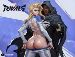 1boy1girl ai_generated ass ass_focus big_ass big_butt big_butt_(female) big_lips black_cloak black_hoodie blonde_female blonde_hair blonde_hair_female boobs breasts butt butt_focus cloak cloak_(marvel_rivals) cloak_and_dagger comic_character dagger_(marvel_rivals) dark-skinned_male dark_body dark_skin earrings female green_eyes grok grok_imagine light-skinned_female light_body light_skin male marvel marvel_comics marvel_rivals micro_thong moon_markings multicolored_suit nice_ass not_porn oiled_ass oiled_butt perfect_ass pointy_nose pulling_down_pants sexy_woman shoulderpads showing_ass showing_butt silver_earrings square_earrings sweaty_ass sweaty_butt tearing_clothes thong tight_suit tits video_games visible_back visible_thong white_eyes white_pants white_suit white_thong yallahs80