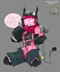 1girls dialogue dialogue_bubble female forsaken_(roblox) half-dressed meme_in_the_background no_pussy roblox roblox_game robloxian robot robot_girl self_upload speech_bubble ssplat tagme tv_head tv_screen usb_tail veeronica wireplay wires