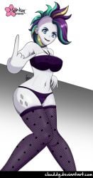 1girls 2017 artist_name blue_eyes bra clouddg cutie_mark deviantart_username ear_piercing female female_focus female_only fishnet_thighhighs fishnets green_hair horns_gesture knees_together_feet_apart lipstick medium_breasts midriff mohawk my_little_pony my_little_pony_equestria_girls my_little_pony_friendship_is_magic navel navel_piercing panties punk purple_hair purple_lipstick raripunk rarity_(eg) rarity_(mlp) sfw solo solo_female solo_focus three-tone_hair white_body white_skin yellow_hair