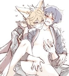 2boys artist_request catboy childe_(genshin_impact) cuntboy fingering gay genshin_impact male_only scaramouche_(genshin_impact) source_request tartaglia_(genshin_impact) twink wanderer_(genshin_impact) yaoi