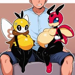 1boy 1boy2girls 2girls 2girls1boy 4_arms ai_generated antennae antennae_(anatomy) anthro anthro/human anthro_female anthro_on_human arthropod belly black_body black_eyes black_skin blue_eyes breasts brown_background bug bug_girl clothed_male clothed_male_nude_female clothing cold_shrike curvy extra_arms eyelashes faceless_character faceless_male featureless_breasts female female_anthro fly four_arms game_freak gloves hands_on_belly head_out_of_frame holding_belly human human/anthro human_on_anthro insect_girl insects interspecies interspecies_impregnation ladybug larger_male ledian looking_at_viewer male male/female multiple_girls nintendo no_nipples novelai nude open_mouth pokemon pokemon_(species) pokemorph pokephilia pregnancy pregnant pregnant_female red_body red_skin ribombee scarf self_upload shiny_skin shirt shorts shortstack simple_background sitting sitting_on_lap sitting_on_person size_difference smaller_female smile sole_male spots stomach thick_ass threesome throuple trio two-tone_body wide_hips wings yellow_body yellow_fur