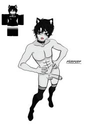 1boy artist_name big_penis boy femboy glasses male male_focus male_only naked naked_male nude nude_male open_mouth pale-skinned_male pale_skin penis reference_image riverver roblox roblox_avatar robloxian self_upload tagme