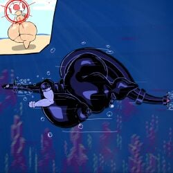 1female 1femboy 2026 2d_(artwork) anthro beach big_ass big_nipples black_body bubble bubbles closed_eyes clouds drinking elegy femboy hyper_femboy looking_back mario_(series) massive_ass massive_breasts massive_thighs nintendo nude_male oc ocean original_character propeller propellers rule_63 smoothie smug_grin tail tall_female target targeting toad_(mario) torpedo_ted torpedo_tida_(elegy) unaware underwater voluptuous_female wet_ass white_arms
