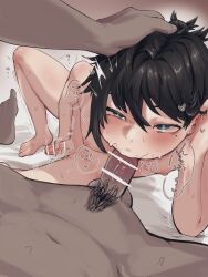 2boys big_dom_small_sub big_penis blowjob blush completely_nude dark-skinned_male deepthroat erect_penis erection face_fucking fellatio femboy gay gay_blowjob gay_domination gay_sex horny huge_cock irrumatio large_penis male male/male male_only muscular muscular_male nude nude_male oral oral_penetration oral_sex pleasure_face pubic_hair sloppy sloppy_blowjob sweat sweatdrop sweating sweaty_body tabitabi_gz8 thick_penis thrusting thrusting_into_mouth trap veiny_penis yaoi