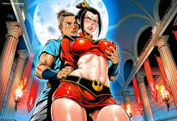 1boy 1girls ai_generated avatar_legends avatar_the_last_airbender azula black_hair clothed clothed_female grope groping groping_breast groping_breasts groping_from_behind long_hair moonlight nipple_bulge nipples nipples_visible_through_clothing red_clothing rsweet sexy short_skirt skinny sokka stomach