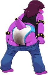 abdl accident ai_generated anthro ass blush butt_focus cute deltarune diaper diaper_fetish diapered diplive7 embarrassed embarrassed_expression female fetish fetish_wear gross hiding_face implied_scat jeans jeans_down long_hair mess messing messy messy_diaper muscular_female pulling_down_pants pulling_pants_down rear_view scalie scalie_humanoid simple_background soiling spiked_bracelet stain stained_diaper sticker strong strong_female susie_(deltarune) tagme tail tank_top