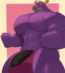 anthro balls bara barazoku big_bulge big_pecs big_penis bovid bulge bull bull_horns demon_bull_king flaccid furry horns lego lego_monkie_kid male male_only muscles muscular nose_ring pecs penis solo solo_male tkckid