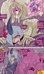 1girl 2018 4boys after_sex annoyed anus ass before_and_after ben237 commission cum_drip cum_in_pussy cum_on_ass defeated defeated_villainess demon_boys demon_girl english_text female fucked_silly grey_hair horn human_on_humanoid impregnation kimono laughing nude on_all_fours pink_sclera rolling_eyes sperm_cell symbol tears tongue tongue_out unfairy unkaind unkeen unpleasant untidy yellow_eyes yo-kai_watch yo-kai_watch_2 youkai