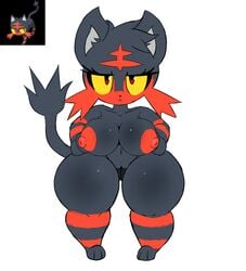 1girls anthro ass breasts chubby eyelashes feline female female_focus female_only furry half-closed_eyes kirbot12 large_ass large_breasts litten mammal nintendo nipples nude pokémon_(species) pokemon pokemon_sm pussy red_eyes shortstack simple_background standing tail thick_thighs thighs video_games white_background wide_hips yellow_sclera