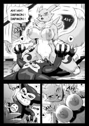 anthro anthro_on_anthro bandai_namco big_breasts blush blushing bouncing_breasts breasts cowgirl digimon digimon_(species) digimon_tamers female_fox fox hearts holidays imp impmon larger_female manga monster_boy ni-ke nipples nude nude_anthro nude_female nude_male penis renamon romantic_couple romantic_sex sex smaller_male vaginal_penetration valentine's_day vixen