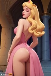 1girls ai_generated artist_name ass aurora_(sleeping_beauty) bare_shoulders blonde_hair breasts closed_eyes column crown disney disney_princess dress eyeshadow female female_only from_behind hi_res lipstick long_hair looking_back makeup medium_breasts no_panties parted_lips patreon_logo patreon_username pillar pink_dress princess pussy royalty rule34lab sleeping_beauty_(1959_film) solo