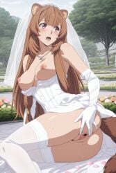 ai_generated animal_ears anus ass bangs blush breasts breasts_outside brown_hair censored day digitalwaifugallery elbow_gloves eyebrows_visible_through_hair female female_only gloves hi_res high_quality high_resolution long_hair looking_at_viewer medium_breasts mosaic_censoring nipples open_mouth outdoors patreon pussy raccoon_ears raccoon_girl raccoon_tail raphtalia seductive sexy solo spread_pussy sweat tail tate_no_yuusha_no_nariagari thighhighs tree uncensored watermark white_legwear