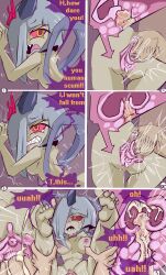 1boy 1girl 2018 against_wall anonymous_male anus ass ben237 big_breasts comic commission cum cum_in_pussy cum_in_uterus demon_girl english_text feet female grey_hair horn human_on_humanoid legs_up looking_back missionary_position nipples nude pink_sclera sex sharp_teeth tears testicles unkaind vaginal_penetration womb_penetration yellow_eyes yo-kai_watch yo-kai_watch_2 youkai