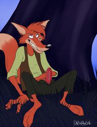 1boy anthro br'er_fox brer_fox canine clothing disney fox foxmusk fur male male_only mammal outdoors penis solo song_of_the_south