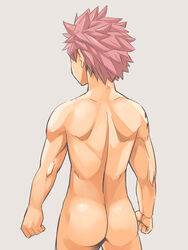 1boy ass fairy_tail looking_away male_only muscle natsu_dragneel nude pink_hair solo torakichi_(ebitendon)