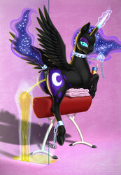 1girls 2016 absurd_res alicorn anatomically_correct anatomically_correct_pussy animal_genitalia animal_pussy anus ass caelacanthe chains collar dock equine equine_pussy feathered_wings feathers female feral friendship_is_magic furry glowing half-closed_eyes hi_res hooves horn looking_at_viewer magic mammal my_little_pony nightmare_moon_(mlp) peeing princess_luna_(mlp) pussy shackles solo spiked_collar spikes thick_thighs underhoof urine watersports wide_hips wings