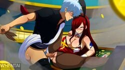 blush bunny_ears bunny_suit cleavage clothed_sex crossover erza_scarlet fairy_tail female gintama gintoki_sakata inusen legwear pussy red_hair ripped_clothing sex smile uncensored vaginal_penetration whentai